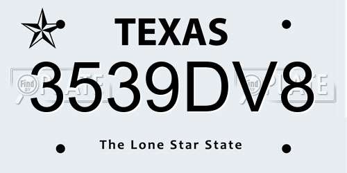 3539DV8 Texas License Plate