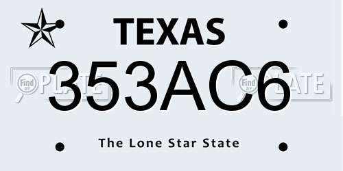 353AC6 Texas License Plate