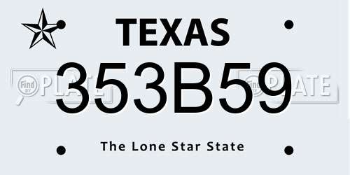 353B59 Texas License Plate