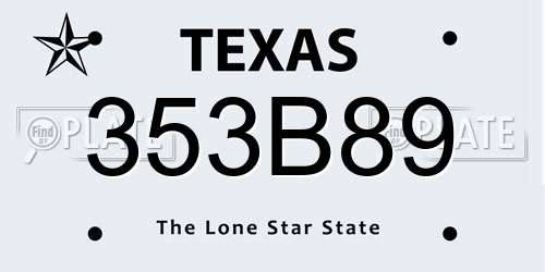 353B89 Texas License Plate