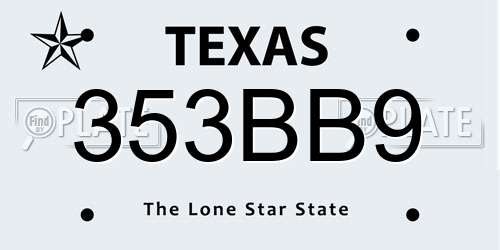 353BB9 Texas License Plate