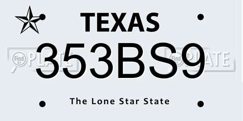 353BS9 Texas License Plate