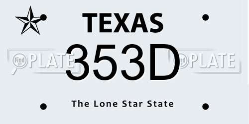 353D Texas License Plate