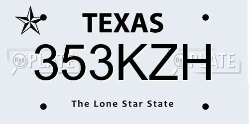 353KZH Texas License Plate
