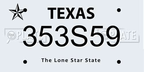 353S59 Texas License Plate