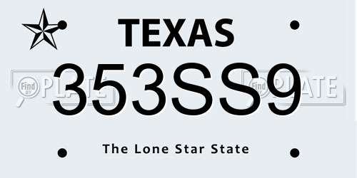 353SS9 Texas License Plate