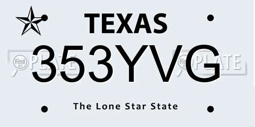 353YVG Texas License Plate
