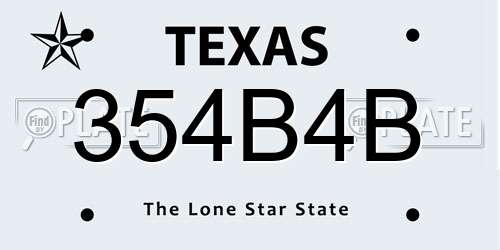 354B4B Texas License Plate