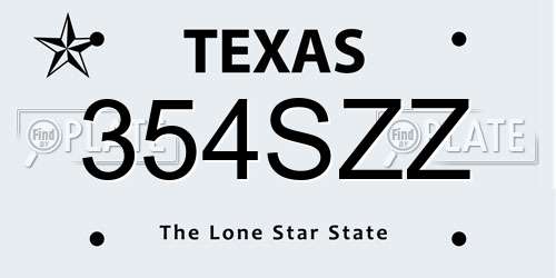 354SZZ Texas License Plate