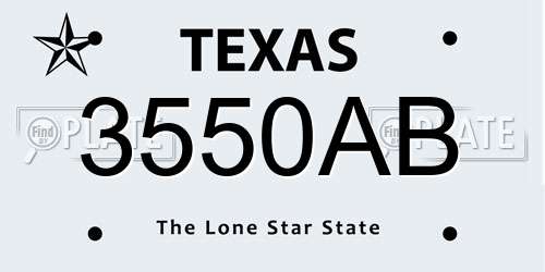3550AB Texas License Plate