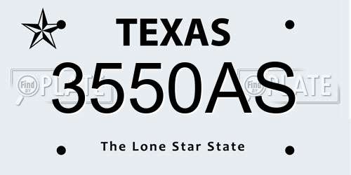 3550AS Texas License Plate