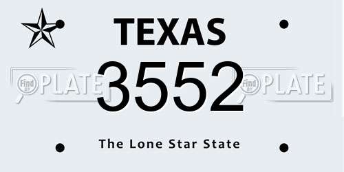 3552 Texas License Plate