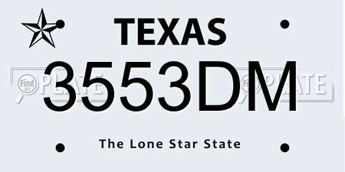 3553DM Texas License Plate