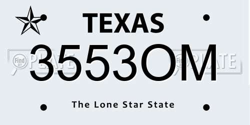 3553OM Texas License Plate