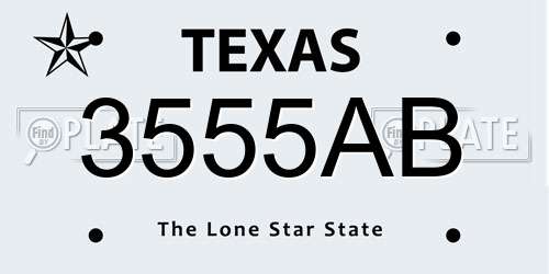 3555AB Texas License Plate