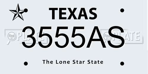 3555AS Texas License Plate