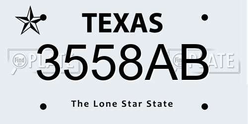 3558AB Texas License Plate