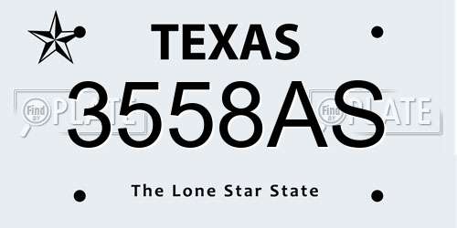 3558AS Texas License Plate