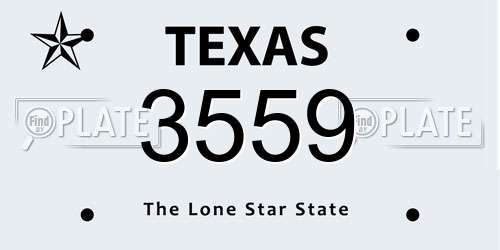 3559 Texas License Plate