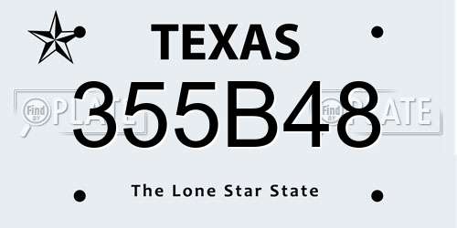 355B48 Texas License Plate