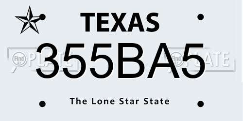 355BA5 Texas License Plate