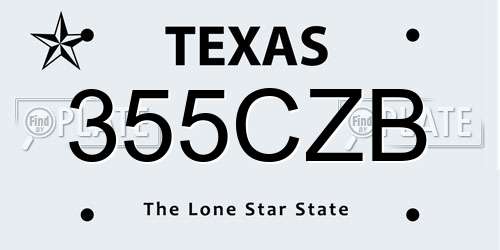 355CZB Texas License Plate