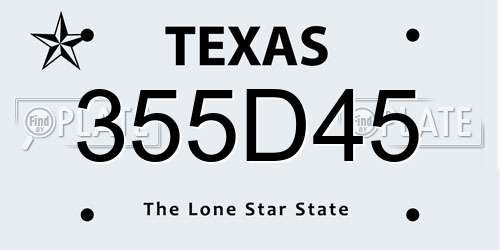 355D45 Texas License Plate