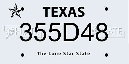 355D48 Texas License Plate