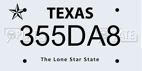 355DA8 Texas License Plate