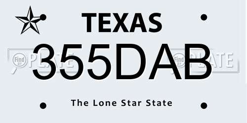 355DAB Texas License Plate