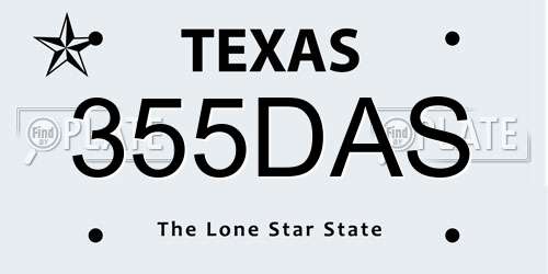 355DAS Texas License Plate
