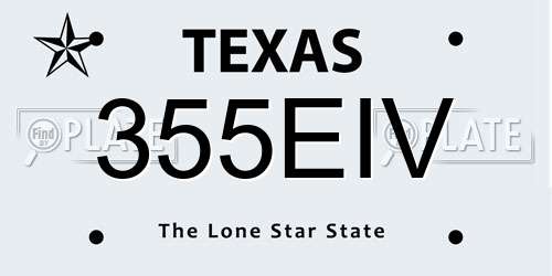 355EIV Texas License Plate