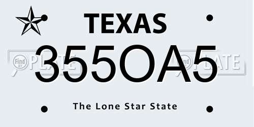 355OA5 Texas License Plate