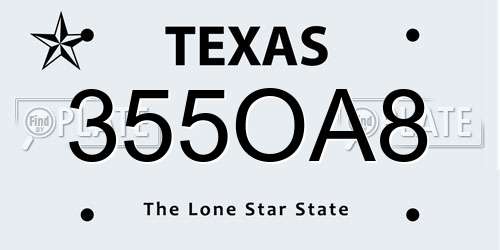355OA8 Texas License Plate