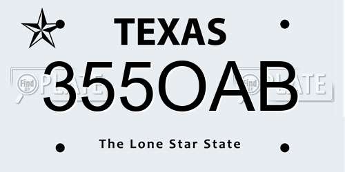 355OAB Texas License Plate