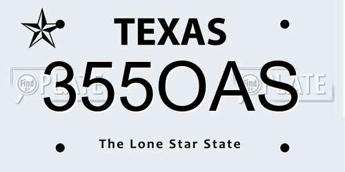 355OAS Texas License Plate