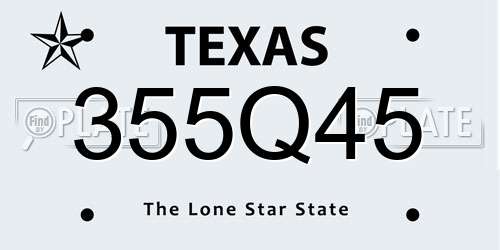 355Q45 Texas License Plate