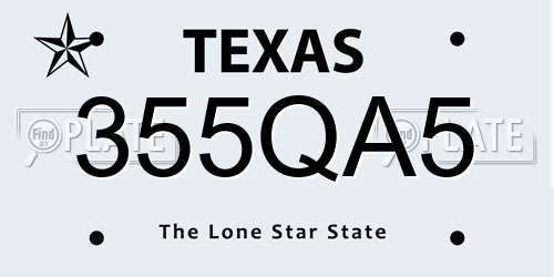 355QA5 Texas License Plate