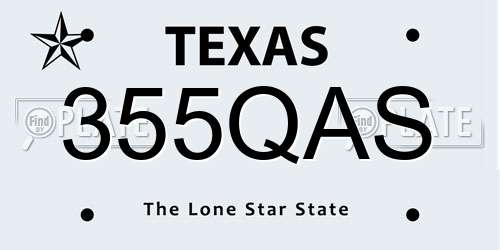 355QAS Texas License Plate