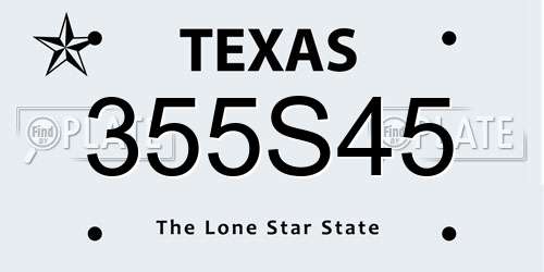 355S45 Texas License Plate