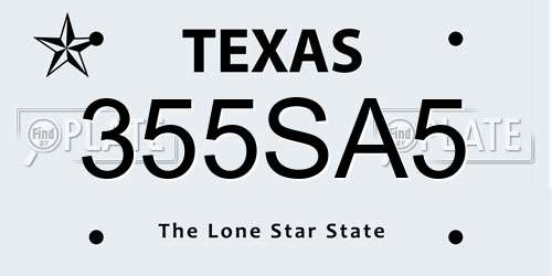 355SA5 Texas License Plate