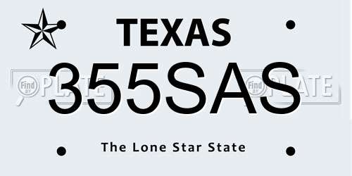 355SAS Texas License Plate