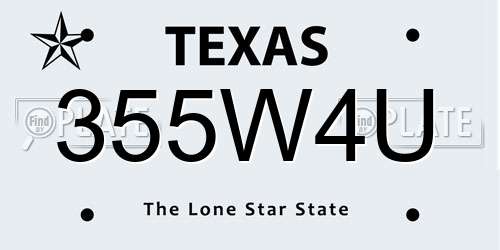 355W4U Texas License Plate