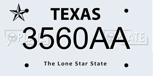 3560AA Texas License Plate