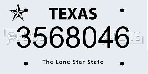 3568046 Texas License Plate