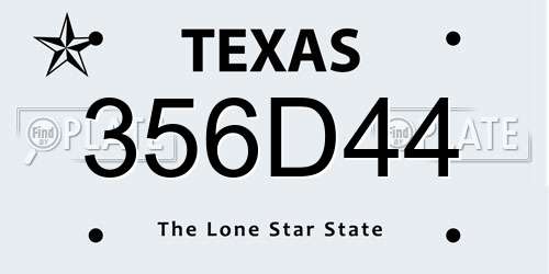 356D44 Texas License Plate