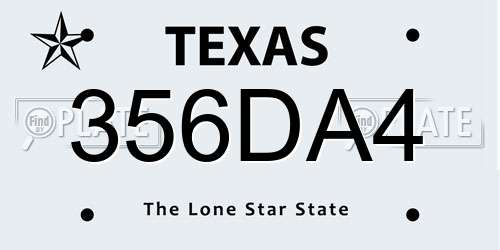 356DA4 Texas License Plate