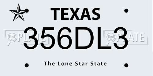 356DL3 Texas License Plate