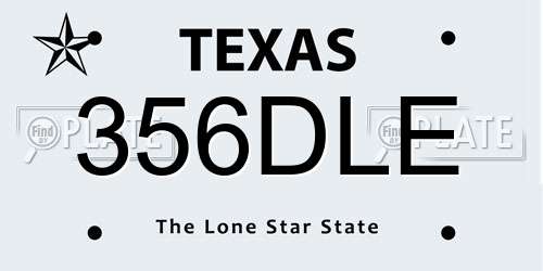 356DLE Texas License Plate
