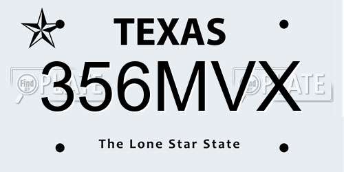 356MVX Texas License Plate